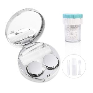 Marble Mirror Color Contact Lens Case with Cleaner Washer Kit